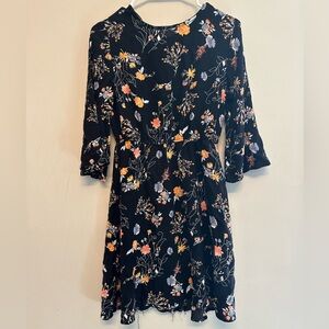 “Max” Black Floral Long Sleeve Dress Size 4